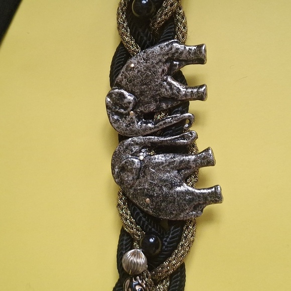 Vintage Carolyn Tanner Elephant Statement Belt – Black & Gold Braided Adjustable - Picture 9 of 11